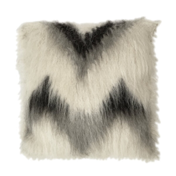 Coussin zigzag Malagoon gris en laine, au motif graphique pour le salon