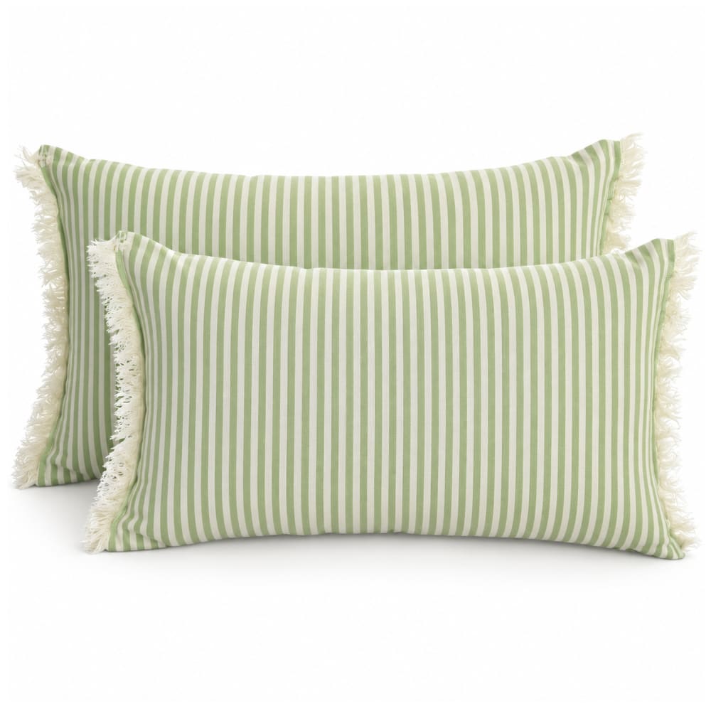 Lot de deux coussins en coton NIYLO verts, format 50 x 30 cm
