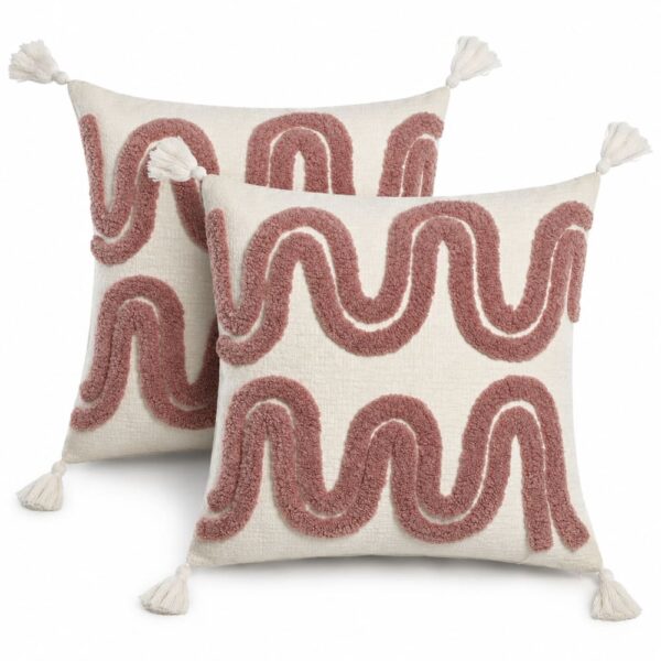 Lot de 2 coussins NIYLO beiges en polyester, dimensions annoncées 45 x 8 x 45 cm