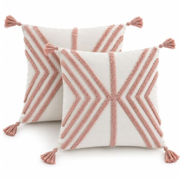 Lot de coussins NIYLO blancs en polyester avec applications décoratives