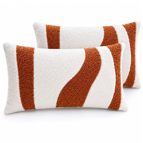 Coussins NIYLO en polyester blanc à motifs patchwork, lot de deux