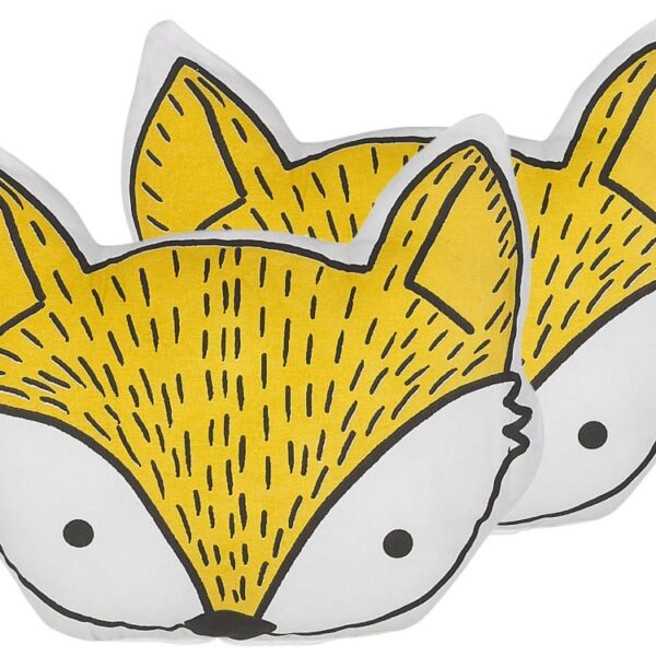 Coussins décoratifs Beliani jaunes en forme de têtes de renards, lot de deux