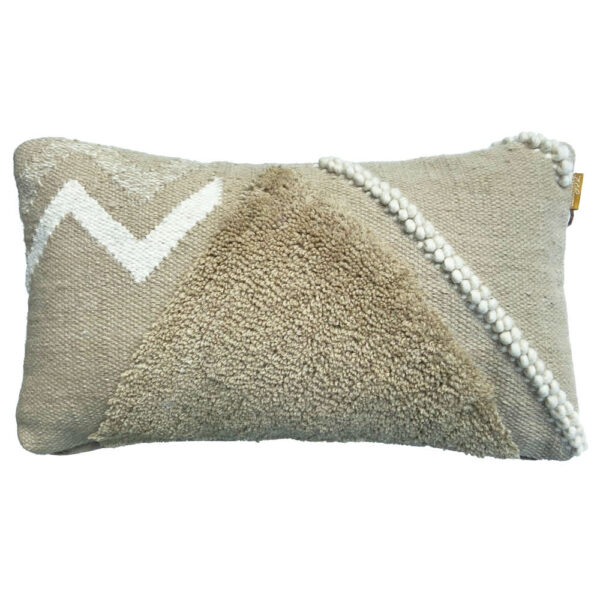Coussin cocon Malagoon Miracle beige, format allongé de 35 × 12 × 60 cm