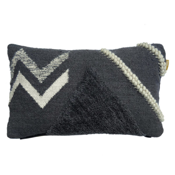 Coussin Malagoon Miracle gris en laine, format rectangulaire pour canapé ou chambre